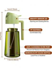 1个16盎司/470毫升不透明深色油喷瓶，烹饪理想之选，二合一厨房橄榄油瓶，优质深绿色玻璃油瓶，喷油器，厨房油壶，喷雾瓶，非常适合烧烤，现代厨房小工具，耐用厨房用具，适用于空气炸锅和烤架，厨房配件，绿色/黄色/白色可选