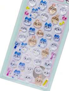 1张可爱文具贴纸，Jiikawa 3D水晶浮雕贴纸，卡通可爱闪亮贴纸，小礼物装饰，适用于手机壳、杯子和其他日常装饰，圣诞礼物，节日礼物 - 彩色 - 查看 9