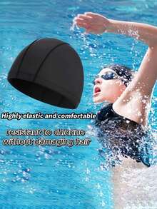 New Fashionable Swimming Cap, High Elasticity & Comfort, Non-Damaging To Hair, Breathable Fabric Material Won't Feel Stuffy, Adjustable Fit Suitable For Various Head Sizes - Multicolor - View 3