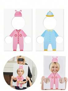 1 Set Baby Shower Party Game Gift Set, Includes "Feed Me" Baby Shower Game, Game Board And Blindfold, Fun For Baby Shower, Gender Reveal Party, Baby Party, Baby Gift Giving Events - Multicolor - View 2