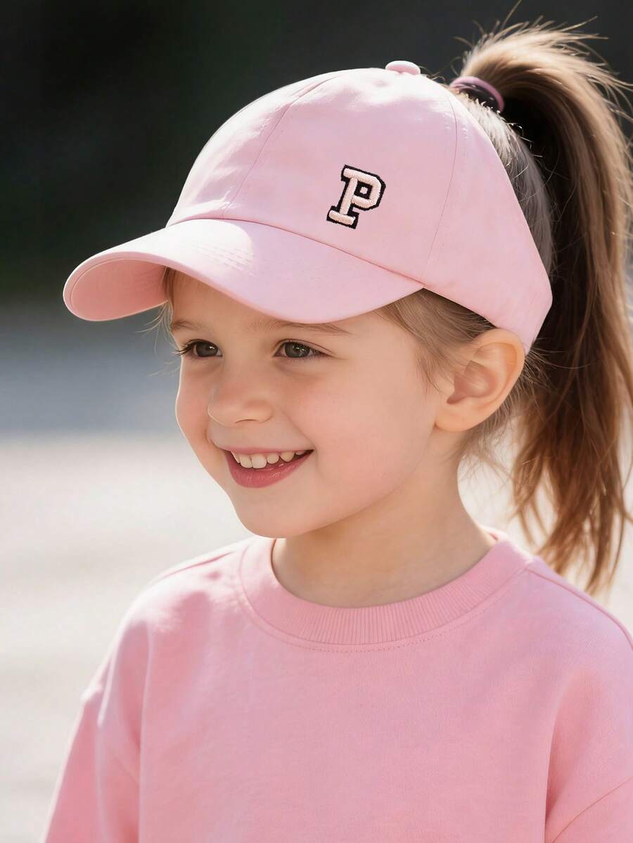 1pc Kids Baseball Cap, Suitable For Spring & Summer, Brimless Design, Girls Version, UV Protection, Suitable For Ponytail, Everyday Outdoor Activities In Spring & Autumn, Fits Ages 3-10 - P - View 1