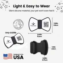 Pawview Silent Silicone Dog Name Tags Personalized For Pets With Bow Tie Style, Slide On Dog ID Tag With QR Code & NFC - Scan QR For Instant Location Alert, Emergency Contact,Pet Profile - màu đen - Xem 3
