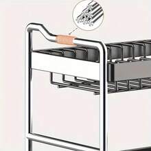 大容量不锈钢双层沥水架，带滴水盘、砧板架和餐具架，多功能防锈沥水架，适用于家用厨房台面，节省空间，易于清洁，经久耐用。 - 銀色 - 查看 4