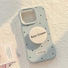 GUCADI 1pc Mocha Brown Milk Bubble + Milk Foam Holder High-End Bracket Phone Case Compatible With Iphone 17/15, Retro, Personalized, Geometric, European And American Style, Minimalist, Niche, Ins Style - Smoky Blue - View 8