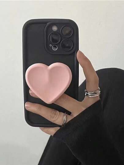 1pc Heart-Shaped Silicone Slouchy Phone Holder, Suitable For Any Smartphone, Adhesive Cushion Stand, Cute Gift Compatible With IPhone, Android, Birthday, Family & Friends