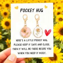 1 Stück Anhänger-Anhänger aus Zinklegierung in Rosenform mit Dankeskarte, Tasche/Schlüsselanhänger Accessoire - Verschiedenfarbig - Übersicht 9