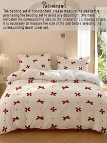 2pcs/3pcs Set Red Classic Polka Dot Bow Retro Ladylike Digital Print Duvet Cover Set (1 Duvet Cover + 2 Pillow Shams, Comforter Not Included), Soft & Skin-Friendly Polyester Fabric, Suitable For Daily Use, All Seasons, Applicable For Master Bedroom, Guest Room And Secondary Bedroom. - Multicolor - View 5