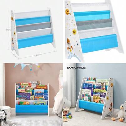 swfSONGMICS Libreria Infantil Estanteria Infantil para Libros para Habitacion Sala de Juegos Escuela 62.5 x 28 x 60 cm Ahorro de Espacio Blanco MGKR72WTawd