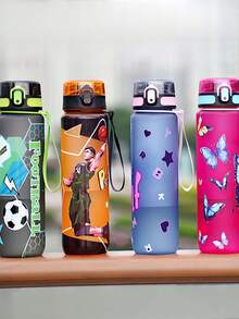 1pc 1000ml/32oz & 750ml/26oz Large Capacity 3D Printed Butterfly & Football Pattern Water Bottle, Straight Drinking Spout, Carry Strap For Convenient Portability, Suitable For Outdoor, Gym, Holiday & Birthday Gifts - Multicolor - View 3