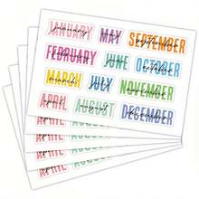 12/36 片 - 1/3 张月度计划贴纸，创意日历装饰剪贴簿贴纸，节日美学日记贴纸，日期页标记索引标签，彩色涂鸦日历贴纸，适合作为生日、婚礼、周年纪念日的礼物 - 彩色 - 查看 2