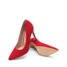 Zapatos de Tacón Alto Anchas para Mujer con Punta Puntiaguda - Rojo - Ver 10