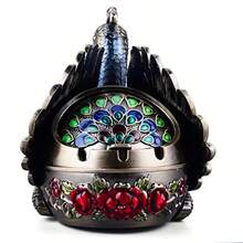 Peacock Metal Ashtray With Lid Windproof Portable Cigarette Ashtray For Indoor Or Outdoor Use Ash Holder For Smokers Desktop Smoking Ash Tray For Patio Porch Reception Decoration Bronzebeauty - Bronze - View 4