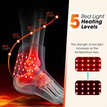 Hailicare 红光疗法无线踝关节按摩器，40颗LED灯珠，无线红光踝关节加热垫，660nm+660nm+660nm，可充电加热踝关节护具，便携式足部振动按摩器，5档加热，3种振动模式，缓解关节疼痛，放松身心，情人节礼物 - 灰色 - 查看 3