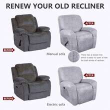Trugenix-Recliner Sofa Covers - Leather Like Recliner Sofa Covers 3 Seater Recliner Couch Covers For 3 Cushion Couch 8 Pieces Washable Stretch Reclining Sofa Slipcovers (Brown)-GP - 01-大理石紋理 - 查看 7