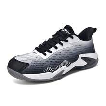 Men & Women Badminton Shoes, Carbon Board + Air Cushion Rubber Sole, Ultra-Light, Breathable, Anti-Slip, Wear-Resistant, Professional Badminton Match & Training Shoes - Black and White - View 8