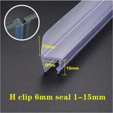 Tira de sellado para cancel de bao puerta de vidrio cristal anti fugas anti derrames barrera de agua para ducha 2 piezas de 50 cms de largo c/u (6 milmetros) - 6 milímetros - Ver 10