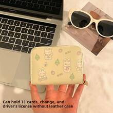 1 Cute Large-Capacity Card Bag, Ultra-Thin Multi-Card Driving ID Cover, Small Storage Bag, Portable Change Bag, No Burden To Carry When Going Out To Parties - Green Rabbit 11 Cards - View 4