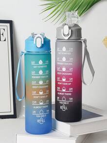 1个750毫升/26盎司户外渐变吸管水瓶，带挂绳，翻盖防漏，适合运动、骑行、节日和生日礼物 - 彩色 - 查看 8