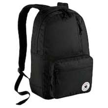 Mochila de poliéster con cierre de cremallera de gran capacidad y logotipo de la marca Converse, bolso de estudiante, mochila de tamaño mediano. - Negro - Ver 4