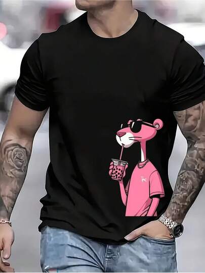 A men's black  180g T-shirt ,a fashion T-shirt suitable f sp, leisure, and gatheringsCamiseta deportiva suave de algodón Top de cuello redondo con ajuste atlético Cómoda para correr entrenar ropa callejera y atuendos casuales de todos los días