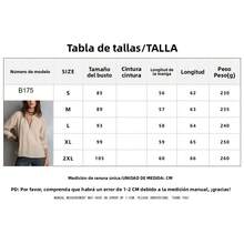 Blusa casual lisa estilo Occidental para mujer | Cuello de camisa, pullover, cremallera, holgada - Azul - Ver 2