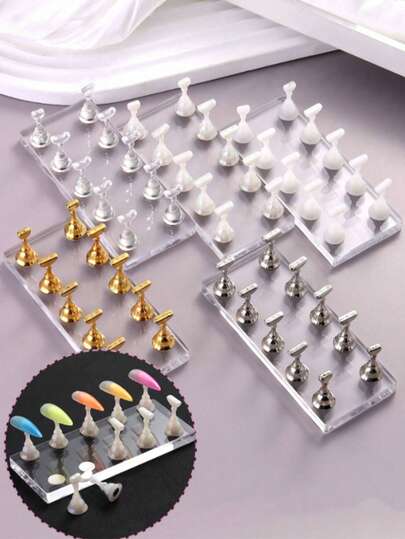 5pcs Magnetic Nail Art Display Stand, Acrylic Nail Practice Holder, Nail Salon DIY Nail Art Display Rack