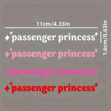 1 Set/2 Sets - 4pcs/Set "Passenger Princess" Funny Vinyl Car Stickers, Durable And Easy To Apply, Rearview Mirror Decals, Fashionable Car Accessories - Multicolor - View 2