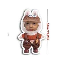 1个定制抱枕，个性化人脸抱枕，可爱设计，个性化迷你拥抱枕 - 可定制照片设计，适合女性，3D抱枕，人形，双面印花，送给男友、女友、妈妈、爸爸、朋友和家人的独特礼物 - 适合室内、沙发、床、汽车、茶室、卧室、客厅装饰，节日礼物，情人节、情侣、生日、周年纪念日、复活节、圣诞节、父亲节、母亲节