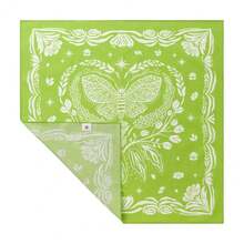 Pañuelo de algodón con estampado de flores de 22"x22" para múltiples usos, como diadema - Mariposa verde - Ver 3