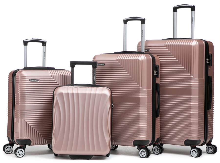 R.Leone Valigia da 1 Fino a Set 4 Trolley Rigido grande, medio, bagaglio a mano 55x40x23 cm Wizz, ITA Airways e bagaglio 45x36x20 cm in ABS 8005 - Blu - Visualizzare 1