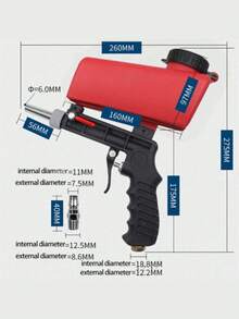 Portable Sandblasting Gun, Ergonomic Adjustable Pneumatic Sandblaster For Removing Rust And Paint From Aluminum, Also Suitable For Wood, Metal, Automotive And DIY Sandblasting. Compatible With Air Compressor, Can Use Baking Soda, Sand And Aluminum Oxide As Abrasives. - Red - View 2