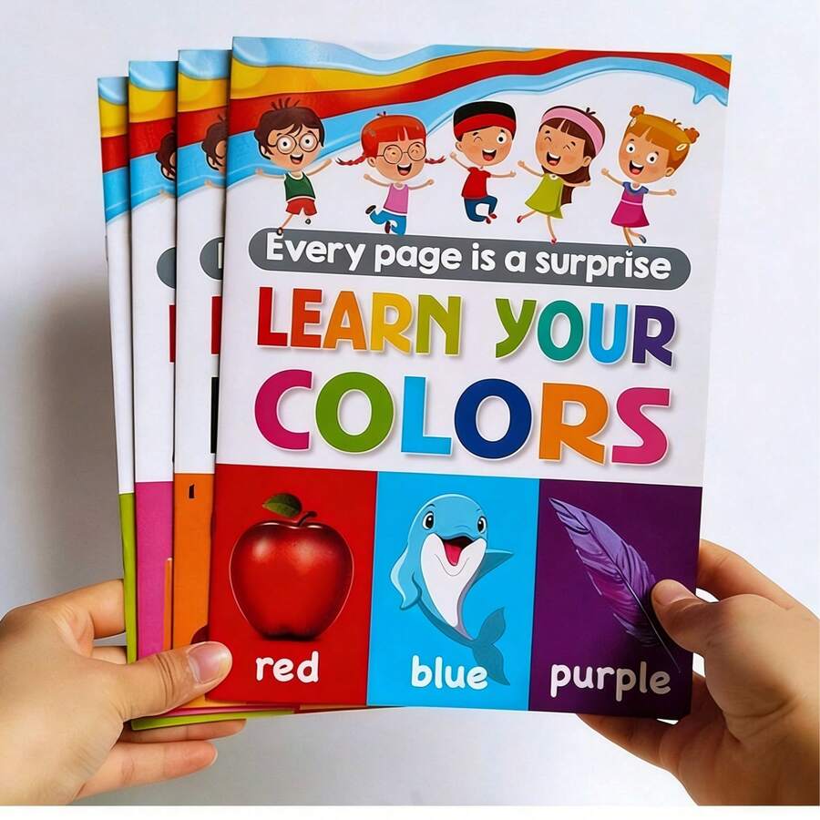 4pcs Children's Learning Books - Enlightenment - Knowledge Learning - Letters, Numbers, Shapes, Colors