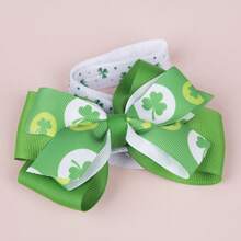 1pc Women's Cute Elastic Headband Hair Accessory, Green Lucky Clover Design, Festive Headpiece, Beautiful Gift - Multicolor - View 11