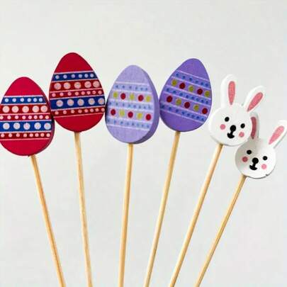 Spiedini a forma di coniglio di Pasqua, stuzzicadenti, spiedini per frutta, decorazioni, decorazioni creative per feste, accessori per la scena, decorazioni a forma di coniglio, ideali per San Valentino, Pasqua, raduni, feste di compleanno