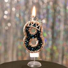 1pc Birthday Candle Number, Holiday Party Cake Decor, Shiny Crown Design Elegant Candle Gifts Graduation,Wedding - Multicolor - View 9