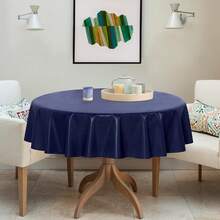 Sancua 1OO% Waterproof Round PVC Tablecloth - 60 Inch - Oil Proof Spill Proof Vinyl Table Cloth, Wipe Clean Table Cover For Dining Tables, Buffet Parties And Camping, Navy - Navy60inchRound - View 4