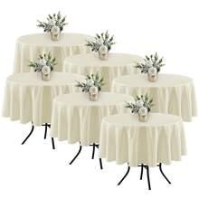 Fitable 6 Pack Ivory Round Table Clothes - 70 Inches In Diameter - Stain Resistant And Washable Tablecloths, Polyester Fabric Table Covers For Wedding, Party, Banquet, Gathering - Ivory70InRound - View 1