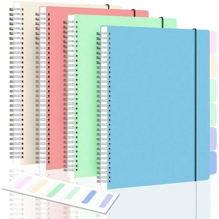 Graph Paper Notebook, Spiral Notebook, Large B5 Graph Notebook Journal, 8inch X 10inch Graphing Grid Notebooks For Lab, Engineering, Math, Schoolsss, Work, 24pcs Index Tabs, Assorted Pastel, 5 Squares/Inch - Graph - View 1