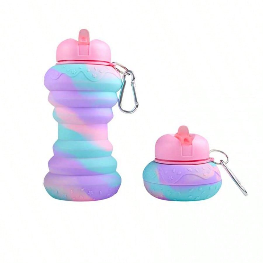 Botella de Agua Plegable de Silicona Portátil - Color Rosado