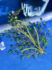 1 Stück elegantes Strass-Haarband, modisches Haaraccessoire für Frauen, geeignet für Hochzeit, Party, Feier - Grün - Übersicht 3