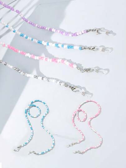 1条新款彩色串珠眼镜链，时尚防丢眼镜挂绳，闪亮
