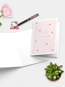 Sanrio 1pc You're My Favourite Person Valentine's Day Card | Cute Pink Heart Anniversary Card | Romantic Greeting Card For Him Or Her - Multicolor - View 3