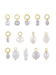 1pc DIY 18K Solid Gold CZ Dangle Hoop Charm Earring Chain Drop Pendent Accessory Dainty Cartilage Helix Tragus Lobe Piercing Gift For Her