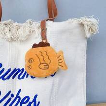1pcs  Healing Creative Taiyaki Coin Purse Card Holder Cute Furry Multifunctional Storage Bag Can Hold Data Cable Coins Lipstick Creative Mini Pendant Gift - 鯛魚燒錢包(無里布) - 查看 10