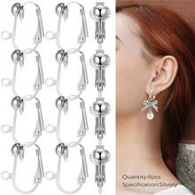 KMEOSCH 8pcs Clip-On Earring Converter With Easy-Open Loop, For DIY Earrings, Turn Any Stud Or Piercing Into Clip-On (Golden And Silvery) - Ear Clips - View 8