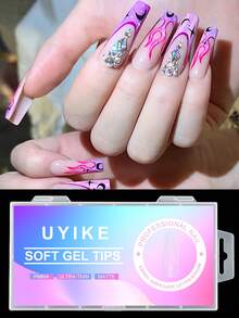 240pcs Coffin Shaped Ultra-Thin Dual-Use Acrylic Nail Stickers, Ideal For Women And Girls