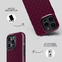 Una elegante funda para teléfono que no incluye cordón ni soporte. Base rojo vino con lunares rosados, funda para teléfono 2 en 1. Adecuado para teléfonos compatibles como el 17, 17air, 16, 15, 14, 13, 12, 11, PRO, X, XS, PLUS, e incluso el S21/22/23/24/25 Ultra/FE+, NOTE20 Ultra, y A71/56/55/54/53/52/36/34/26/25/23/16/15/14/13/06. un regalo de cumpleaños considerado para novias, novios y amigos. - 1 unidad - Ver 2