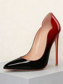 MERUMOTE 4.72"/12CM Slip On High Heels For Women Closed Pointed Toe Stilettos Sexy Wedding Party Pumps - Red Black - 查看 4