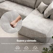Sofá seccional Cloud de 274 cm, sofá modular sin estructura con forma de L y asiento profundo, sofá tapizado moderno y cómodo para sala de estar, no requiere montaje (Chenilla, gris) - Gris - Ver 9
