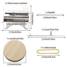 1SET Knit Patch Kit PatchMaker 2.0, Portable Darning Loom For Beginners, Knitpatch Kit For Holes Repair On Socks, Clothes & Jeans, Patchwork Weaving Tool Set For Quickly Sewing Repair(14 Hooks) - 木製的 - 查看 10